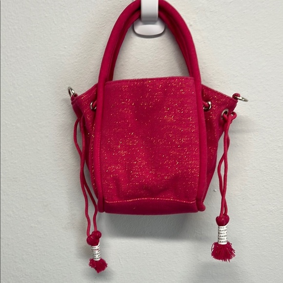 American & Beyond | Pink Butterfly Beaded Tote/Bucket Bag w/Crossbody Strap - Picture 8 of 16